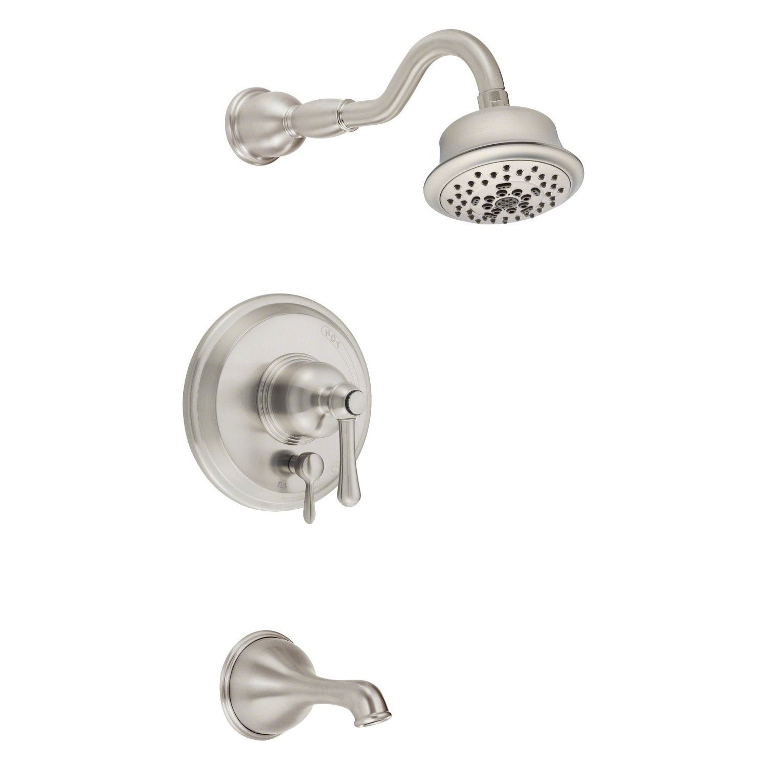 Danze Opulence Brushed Nickel Single Handle Tub and Shower Faucet with Rough-in Valve - Modern Bathroom Fixture for Spa-Like Shower Experience