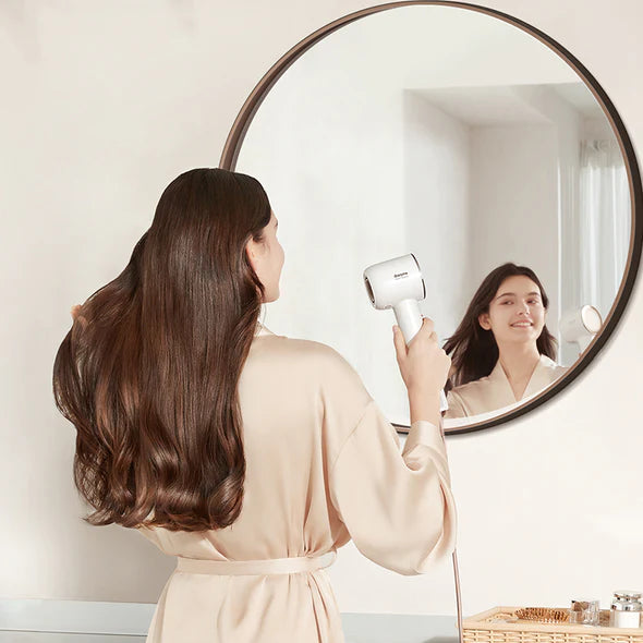 Dreame Glory Professional Hair Dryer - 1800W Fast Drying, Ionic Technology for Frizz-Free Shine, Lightweight & Quiet (White) - Perfect for Home, Salon & Travel Use