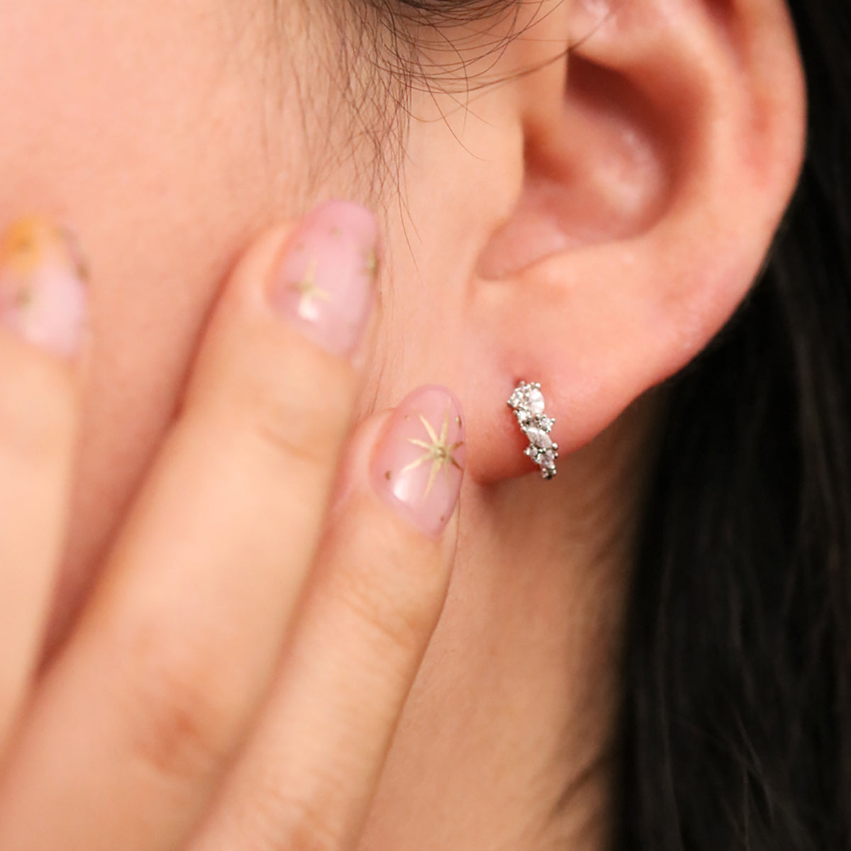 Cubic Cluster Huggie Earrings for Women – Minimalist Gold Hoop Earrings for Everyday Wear | Perfect for Work, Date Night & Gifting