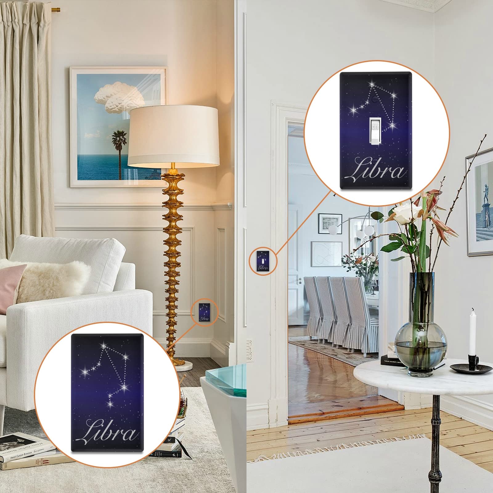 Libra Zodiac Constellation Toggle Switch Cover - Astrology Balance Horoscope Design - Blue Starry Night Sky Galaxy Stars - 2.9