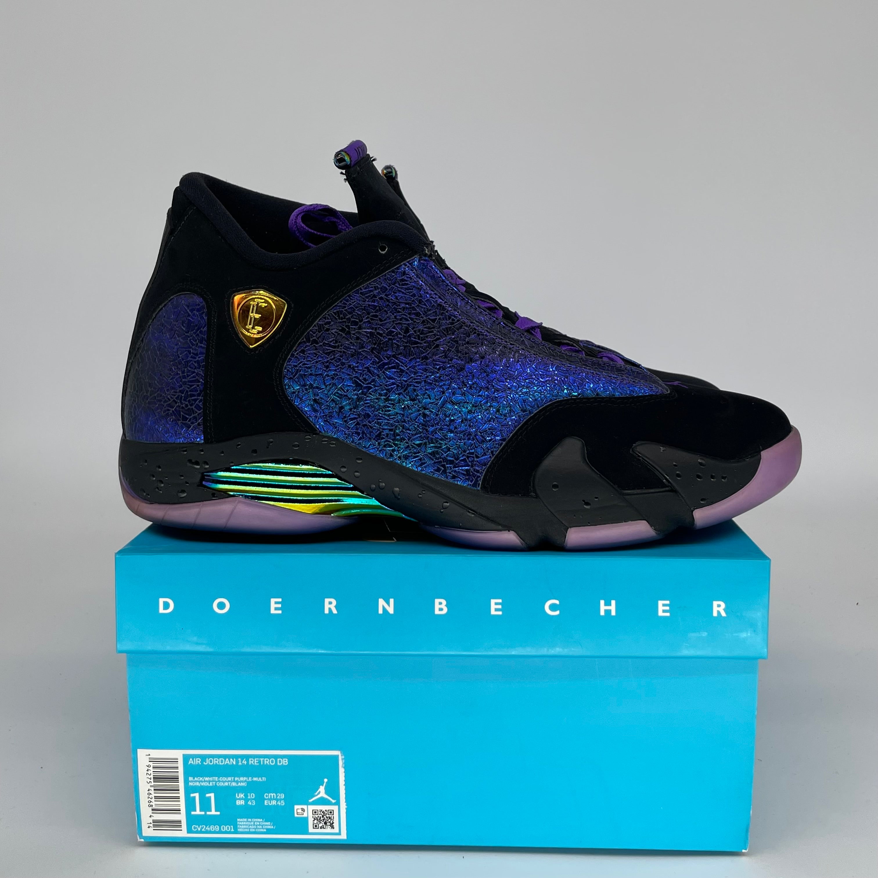 AIR JORDAN 14 DOERNBECHER Retro Basketball Shoes Men's Size 11 Black CV2469-001 - Perfect for Sneaker Collectors & Court Performance