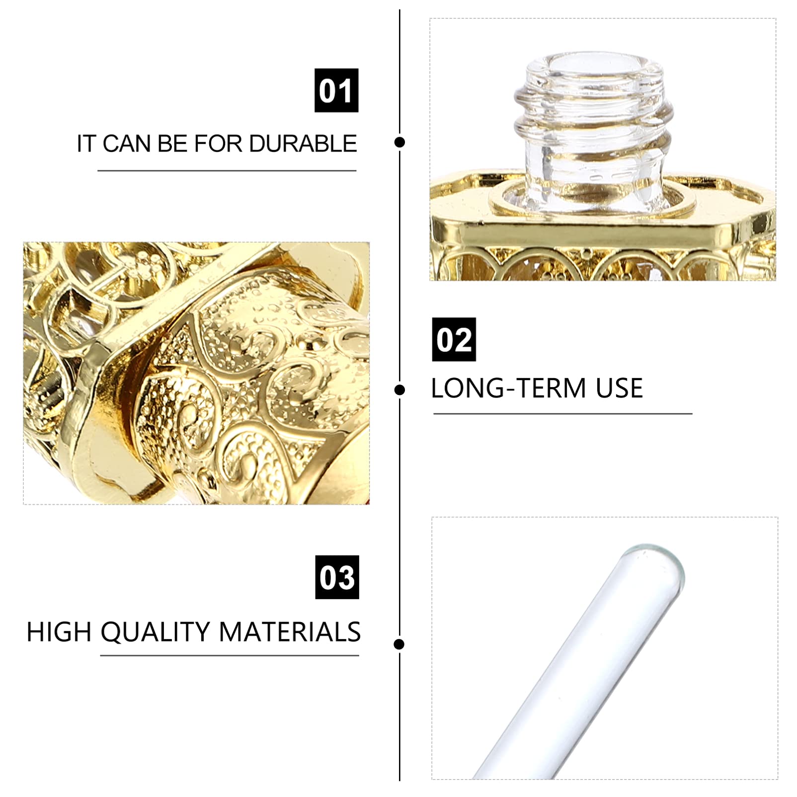 Vintage Metal Essential Oil Bottle - 3ml Small Glass Travel Dispenser for Aromatherapy, Diffusers & DIY Lotions | Retro Spray Bottle for Home, Office & Travel Use