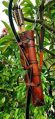 Handmade Custom Traditional Archery Back Quiver - Premium Cow Leather for Hunting & Target Practice | Durable & Stylish for Outdoor Adventures