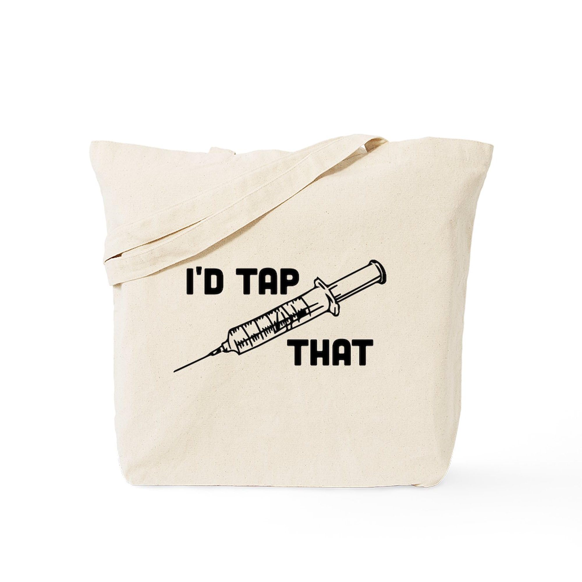 CafePress 'I'd Tap That' Natural Canvas Tote Bag - Eco-Friendly Reusable Grocery Shopping Bag for Women & Men - Perfect for Groceries, Beach, Work & Daily Use