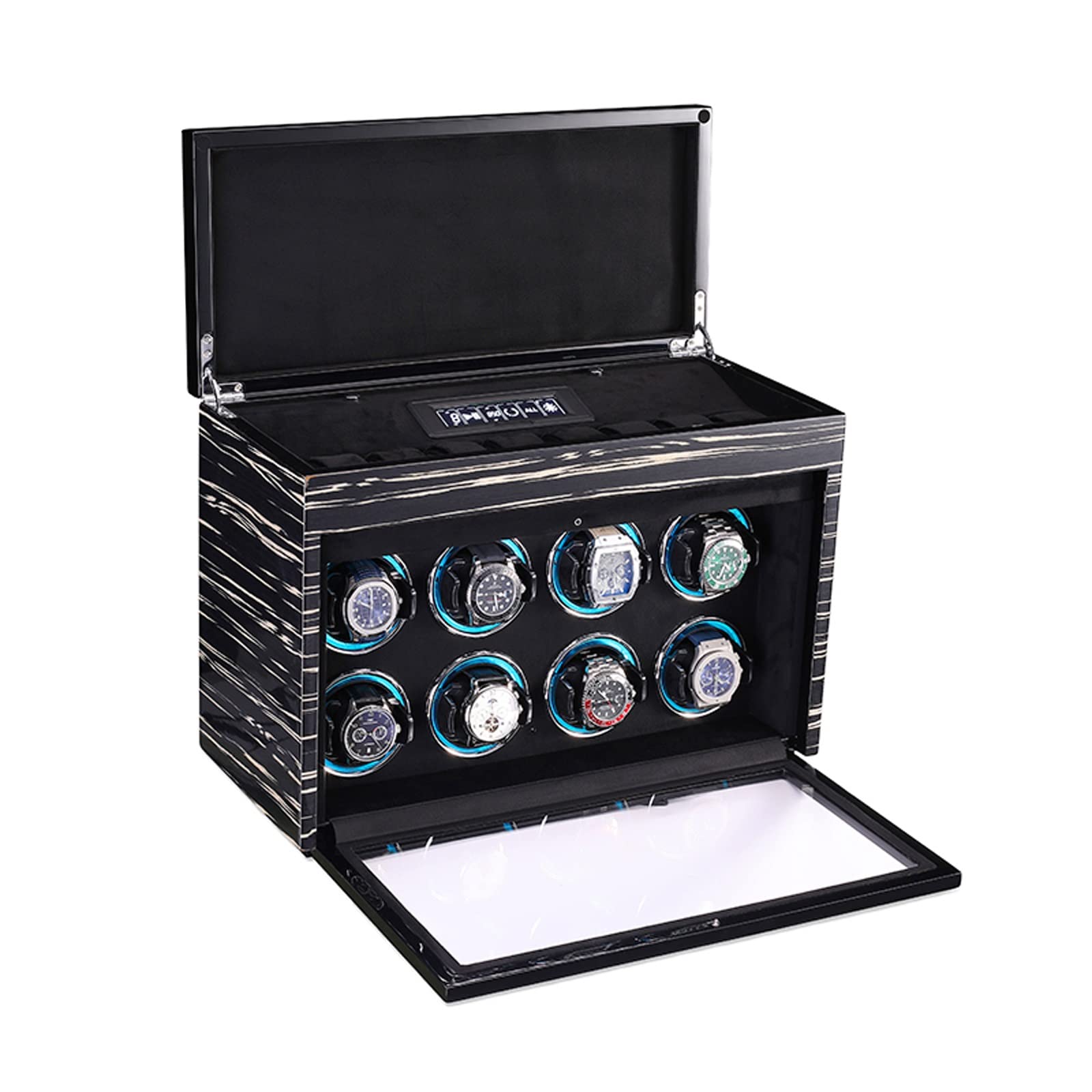 Premium 8-Slot Automatic Watch Winder with Touch Control & LED Lighting - Luxury Wooden Watch Storage Box for Rolex, Omega & Mechanical Watches - Perfect for Travel, Office & Home Display