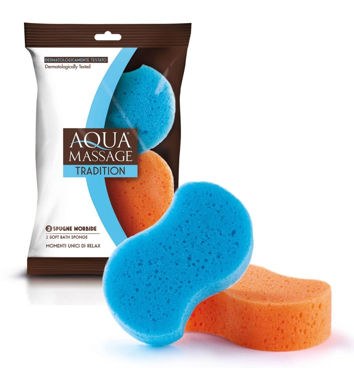 Premium Aqua Massage Tradition 2 Soft Sponges - Pack of 2 Ultra Gentle Exfoliating Bath Sponges for Sensitive Skin | Perfect for Shower, Spa & Body Care Routine