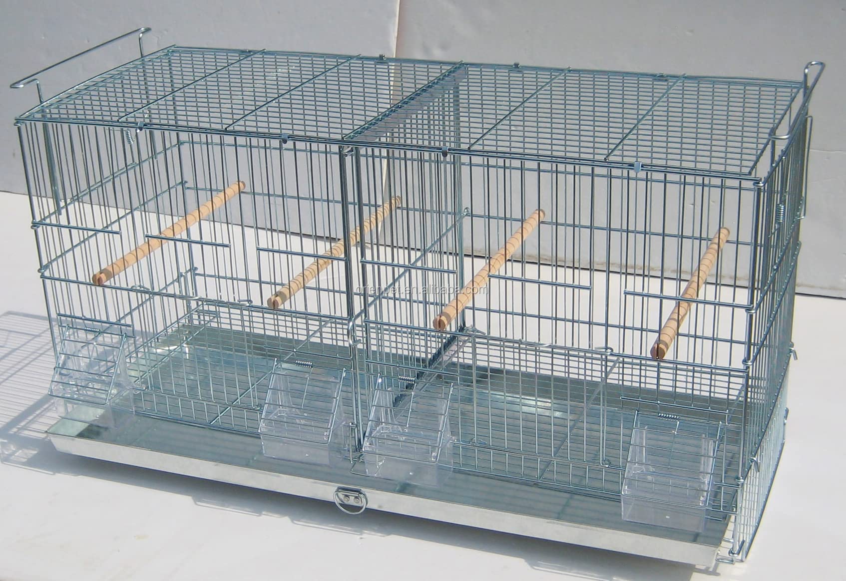 Galvanized Zinc Plated Stackable Bird Breeding Cage with Removable Divider & Rolling Stand - 35.5