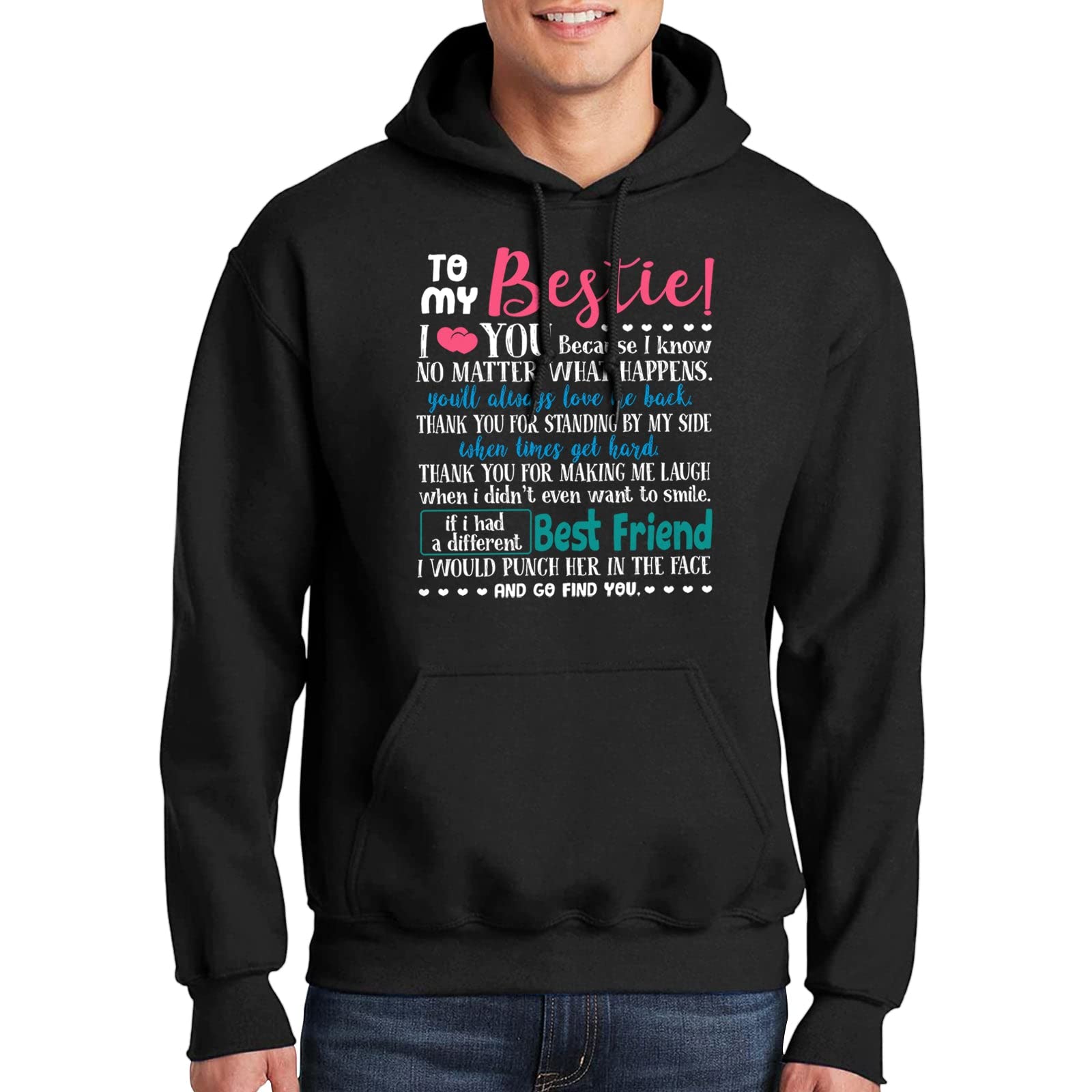 Funny Friend Clothes Hoodie - Cute Birthday Gift Hooded Sweatshirt for Best Friends, Perfect for Casual Outings and Cozy Nights
