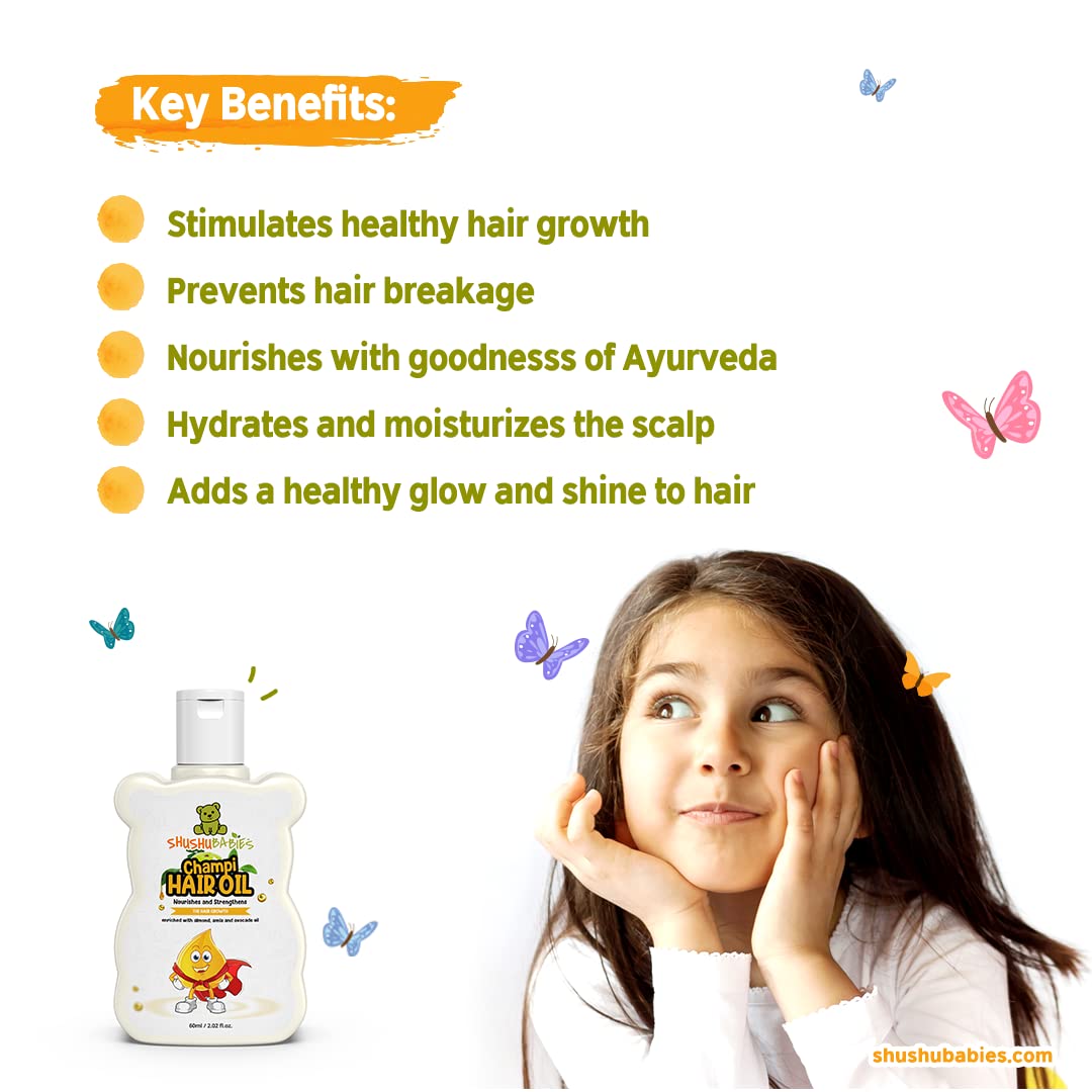 Shushu Babies Natural Chumpi Hair Oil with Avocado & Gooseberry - 60ml | Organic Baby Hair Growth Treatment | Gentle & Nourishing for Newborns, Infants & Toddlers | Perfect for Daily Scalp Massage & Hair Care Routine
