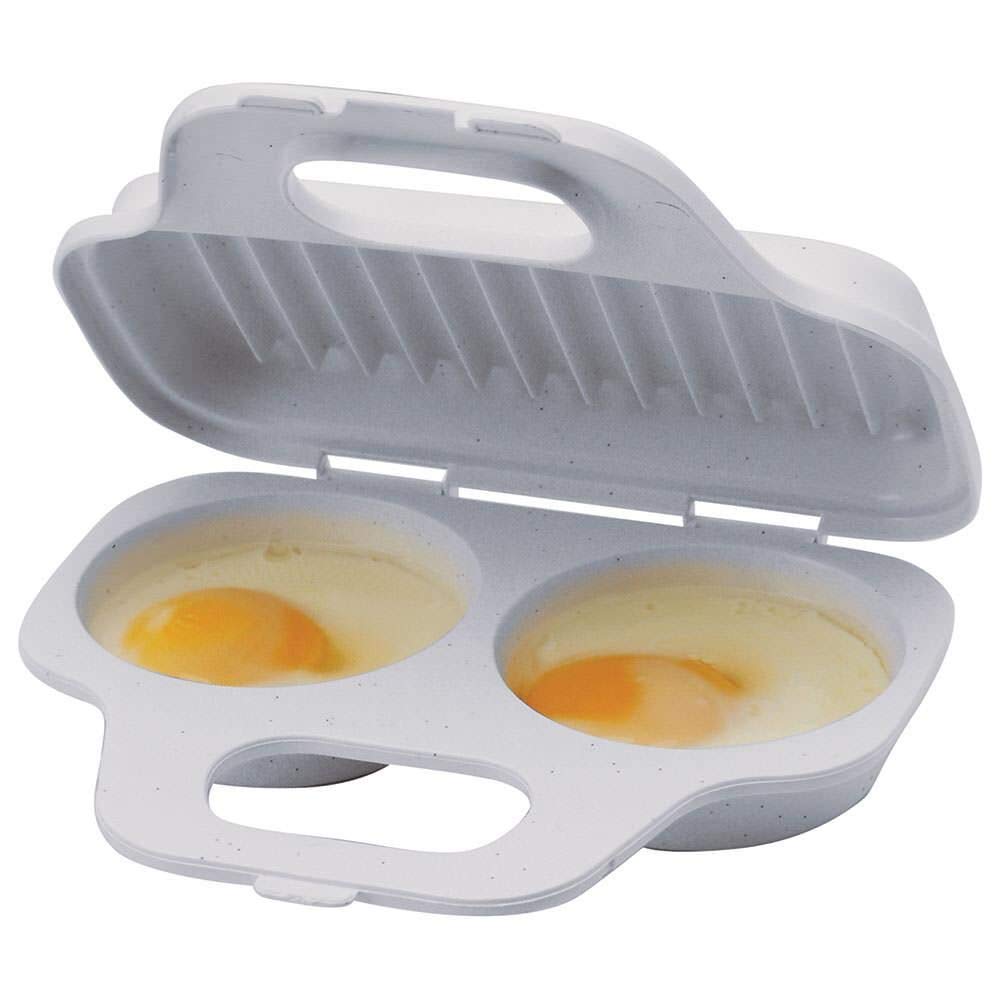 2 Cavity Egg Poacher - Microwave Safe BPA-Free Egg Cooker - Quick 1 Minute Poached Eggs for Healthy Breakfast - Perfect for Keto, Meal Prep & Busy Mornings