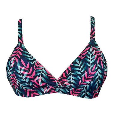 Royal Blue Neon Leaves Brazilian Fixed Triangle Bikini Top - Sexy Swimwear for Women, Beach Vacation, Pool Party & Summer Fashion