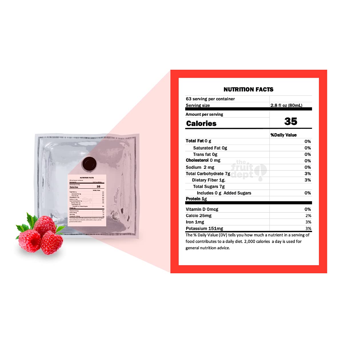 Premium Aseptic Raspberry Fruit Puree - 4.4 Lb Bulk Pack | All-Natural, No Preservatives | Perfect for Smoothies, Baking, Desserts & Commercial Food Production