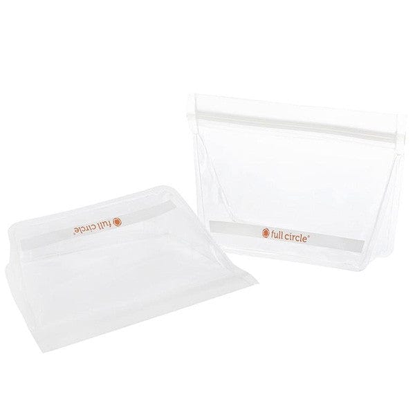 Full Circle ZipTuck Reusable Snack Bags 2 Pack - Clear Eco-Friendly Food Storage for Kids Lunch, Snacks, Fruits & Veggies | Perfect for School, Work, Picnics & Travel