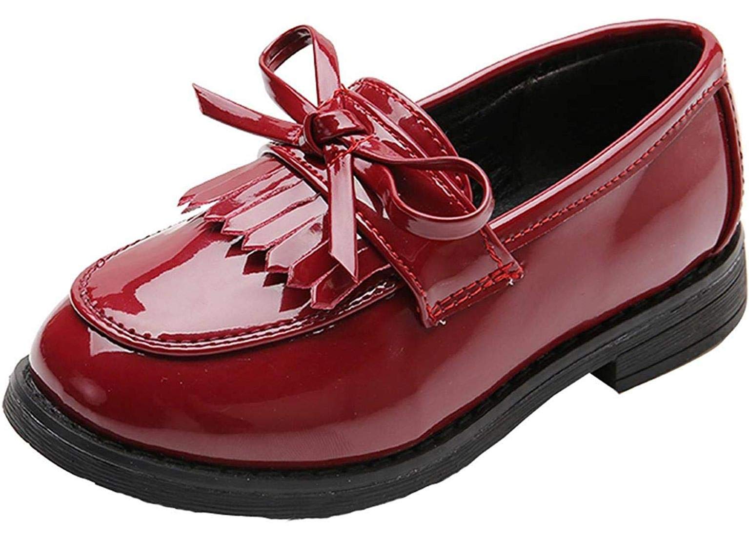 Girls Patent Leather Penny Loafers - Slip-On School Uniform Shoes for Dress & Everyday Wear - Shiny Oxford Flats for Class, Church & Special Occasions