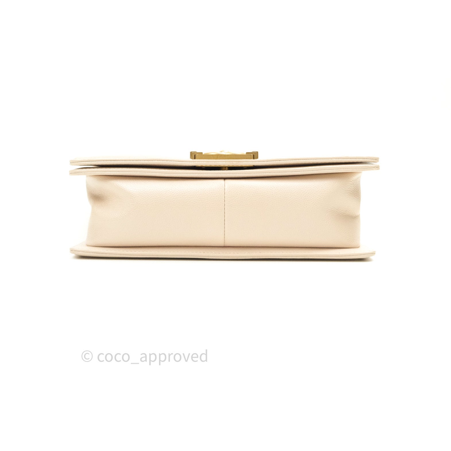 Chanel Boy Chevron Medium Beige Caviar Leather Bag with Gold Hardware - Luxury Crossbody Purse for Women, Perfect for Date Night & Special Occasions