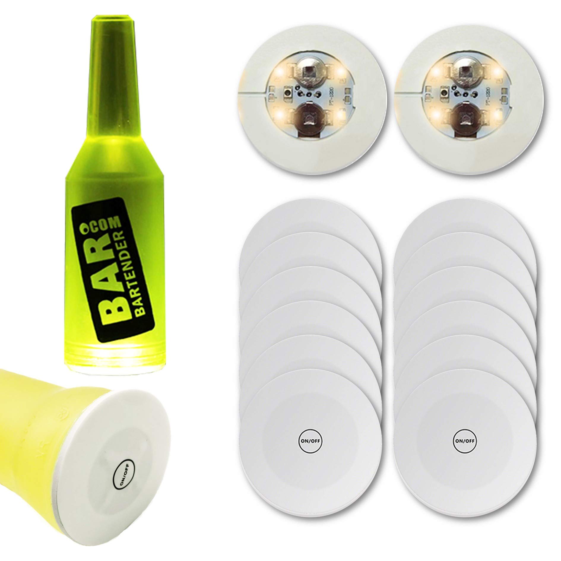 12Pcs LED Coaster Set - Reusable LED Cup Holder Lights for Wine & Champagne Bottles - Party, Bar, Wedding Decorations - Warm White Lighting for Home & Special Events