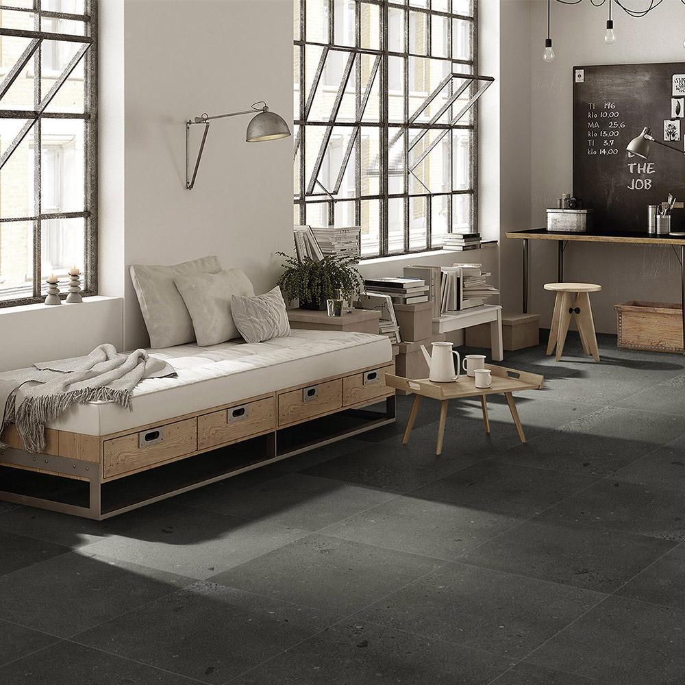 Fugue Charcoal 600x600mm Matte Concrete Look Porcelain Tile - Modern Flooring for Living Room, Kitchen & Commercial Spaces