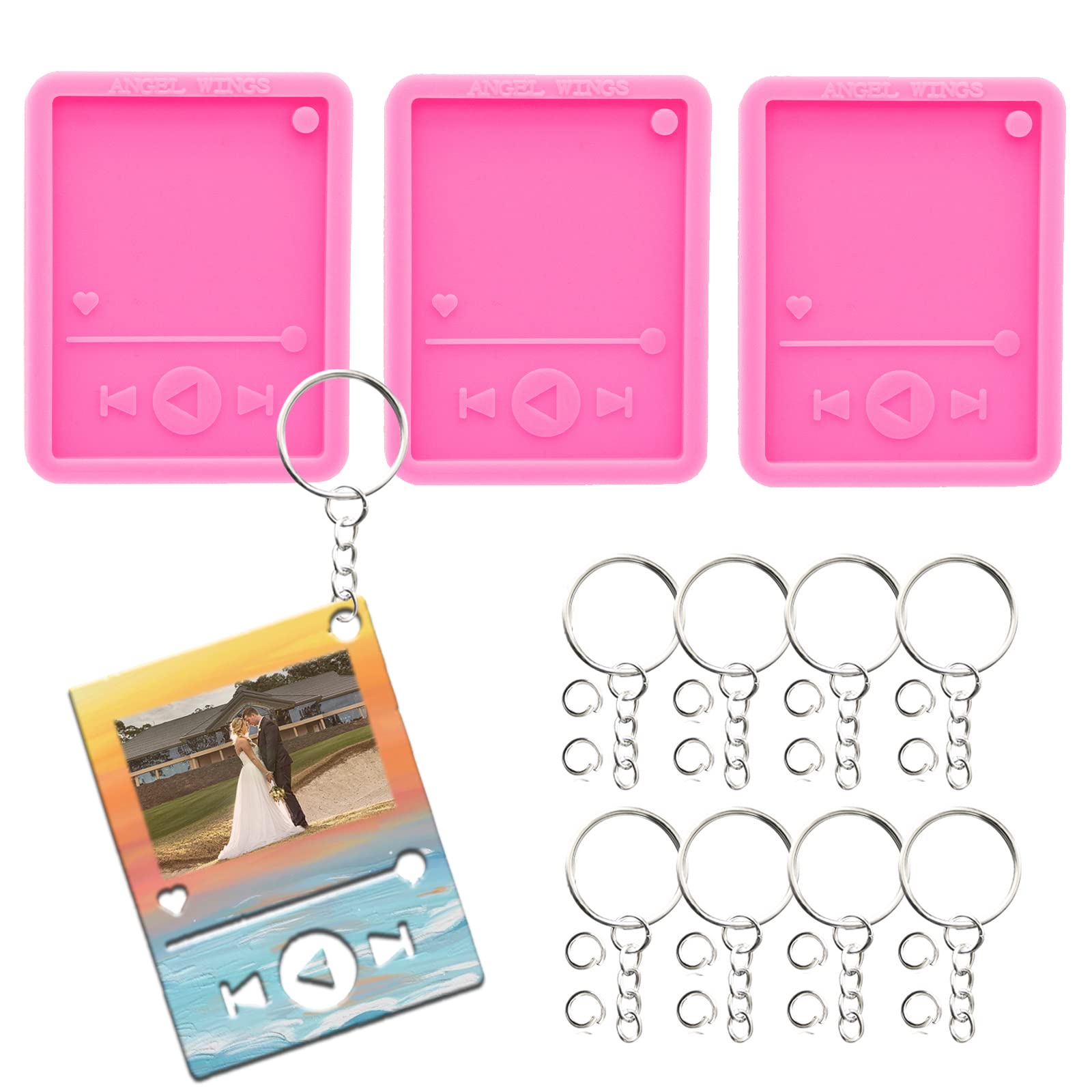 33Pcs Epoxy Resin Molds Kit - 3 Silicone Media Player Molds for DIY Resin Casting, Keychain Making, Jewelry Crafting | Perfect for Resin Art, Keychain Gifts, Backpack Charms & Polymer Clay Projects