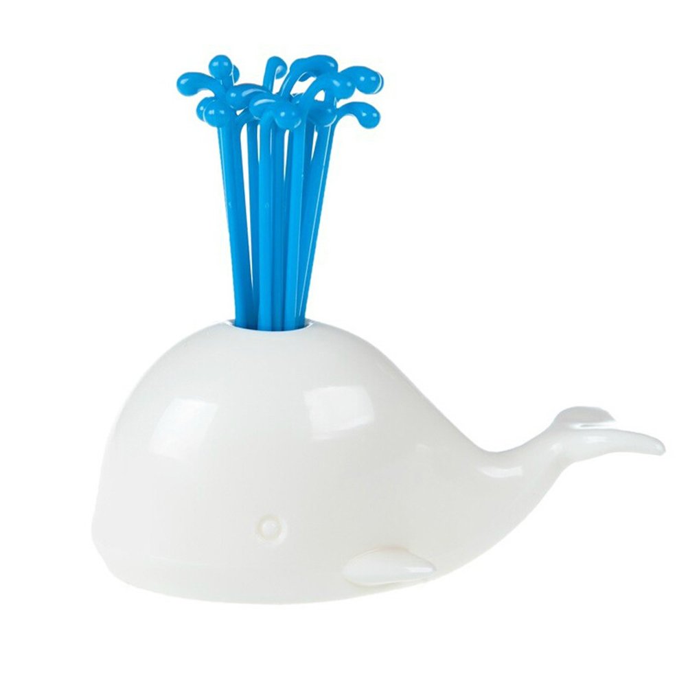 Cabilock 16-Piece Cute White Whale Fruit Forks Set - Creative Animal-Shaped Cocktail Picks for Party Tableware & Home Decor | Perfect for Fruit Platters, Charcuterie Boards & Cocktail Garnishes