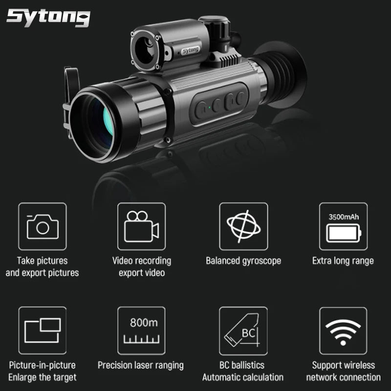 Sytong AM03 50LRF Thermal Monocular with Laser Rangefinder | Long Range Ballistic Calculator | Night Vision Heat Imaging Scope for Hunting, Wildlife Observation & Security Surveillance