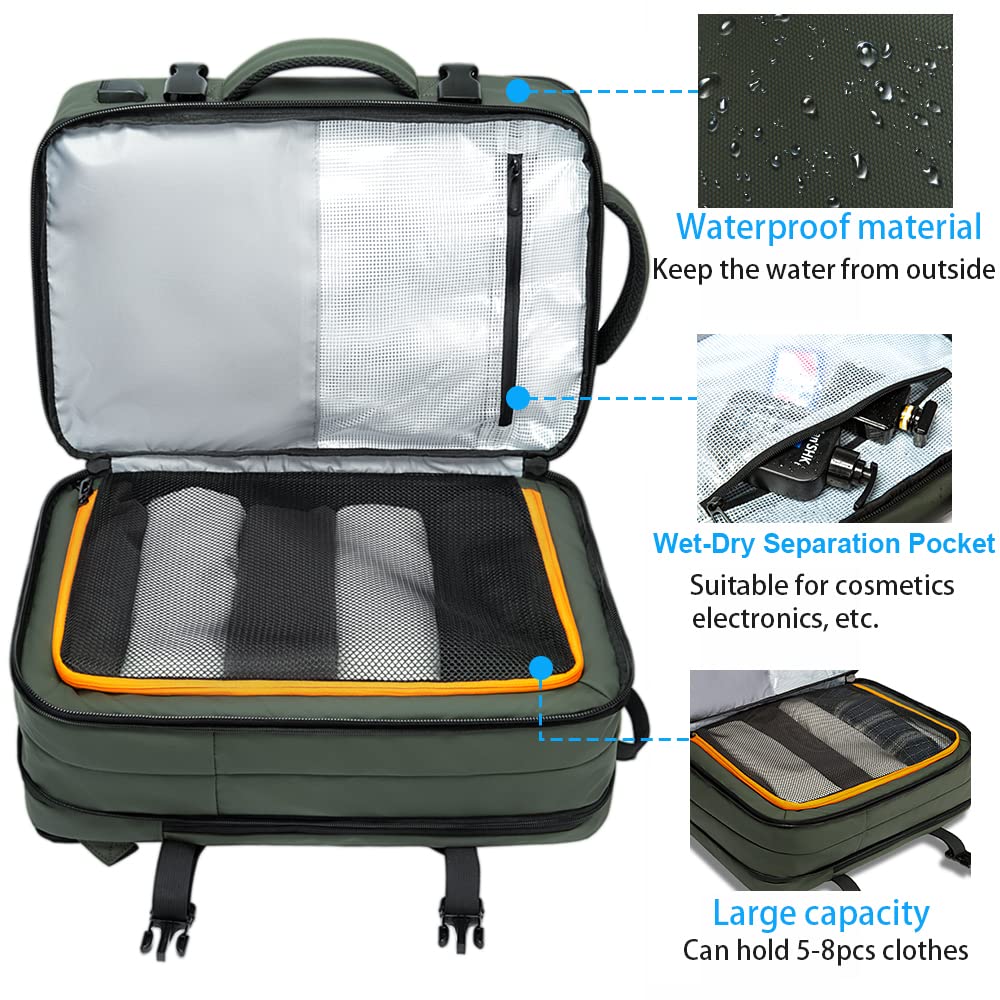 BANGE Expandable Travel Backpack 35L - Airline Approved Carry On Backpack for Women & Men, Waterproof Gym Backpack with Laptop Compartment - Perfect for Business Travel, Hiking & Daily Commute