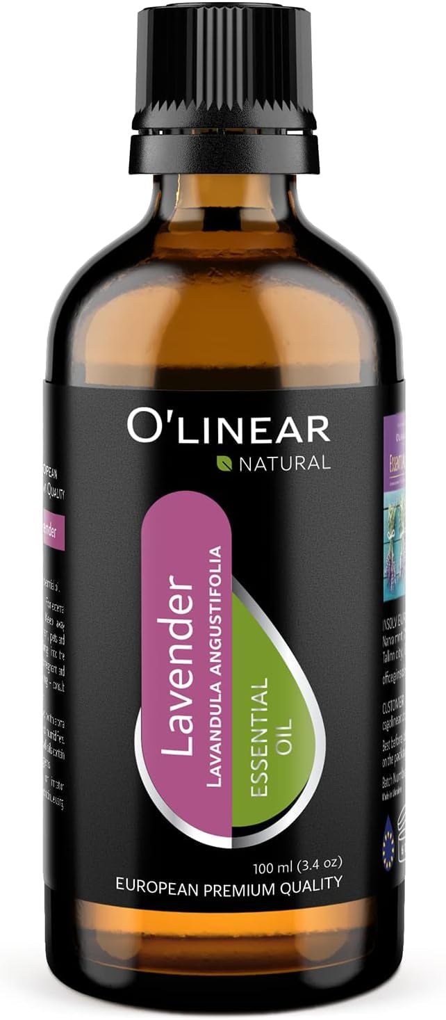 **O'linear Pure Lavender Essential Oil - 3.4 FL Oz Aromatherapy Oil for Stress Relief, Diffuser, Humidifier & Candle Making - Promotes Relaxation & Deep Sleep - Perfect for Bedroom, Spa & Home Wellness**
