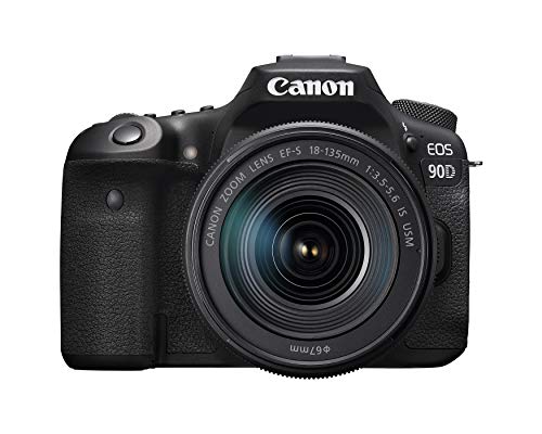 Canon EOS 90D DSLR Camera with 18-135mm Lens Kit - Professional Photography for Travel, Sports & Wildlife - 32.5MP APS-C Sensor, 4K Video, Wi-Fi & Bluetooth Connectivity
