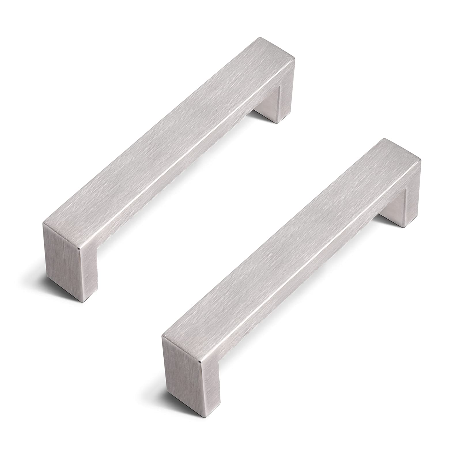50 Pack 5 Inch Hole Center Kitchen Cabinet Pulls - Satin Nickel Stainless Steel Drawer Handles for Dresser, Wardrobe & Cupboard - Durable Square Bar Cabinet Hardware for Modern Kitchen & Bathroom Renovation