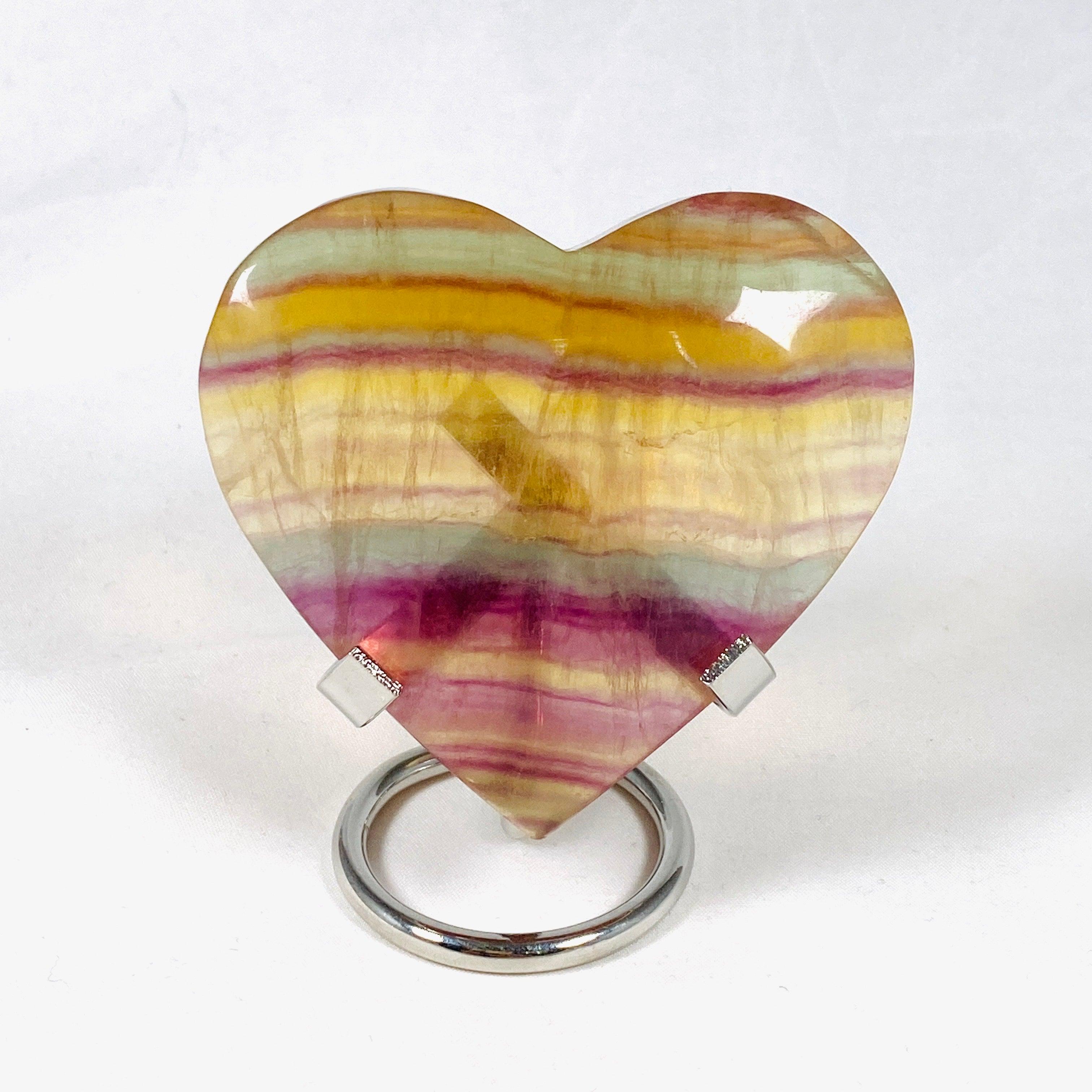 Rainbow Fluorite Heart Pendant RFH-03 - Healing Crystal Jewelry for Meditation, Energy Balancing & Spiritual Growth