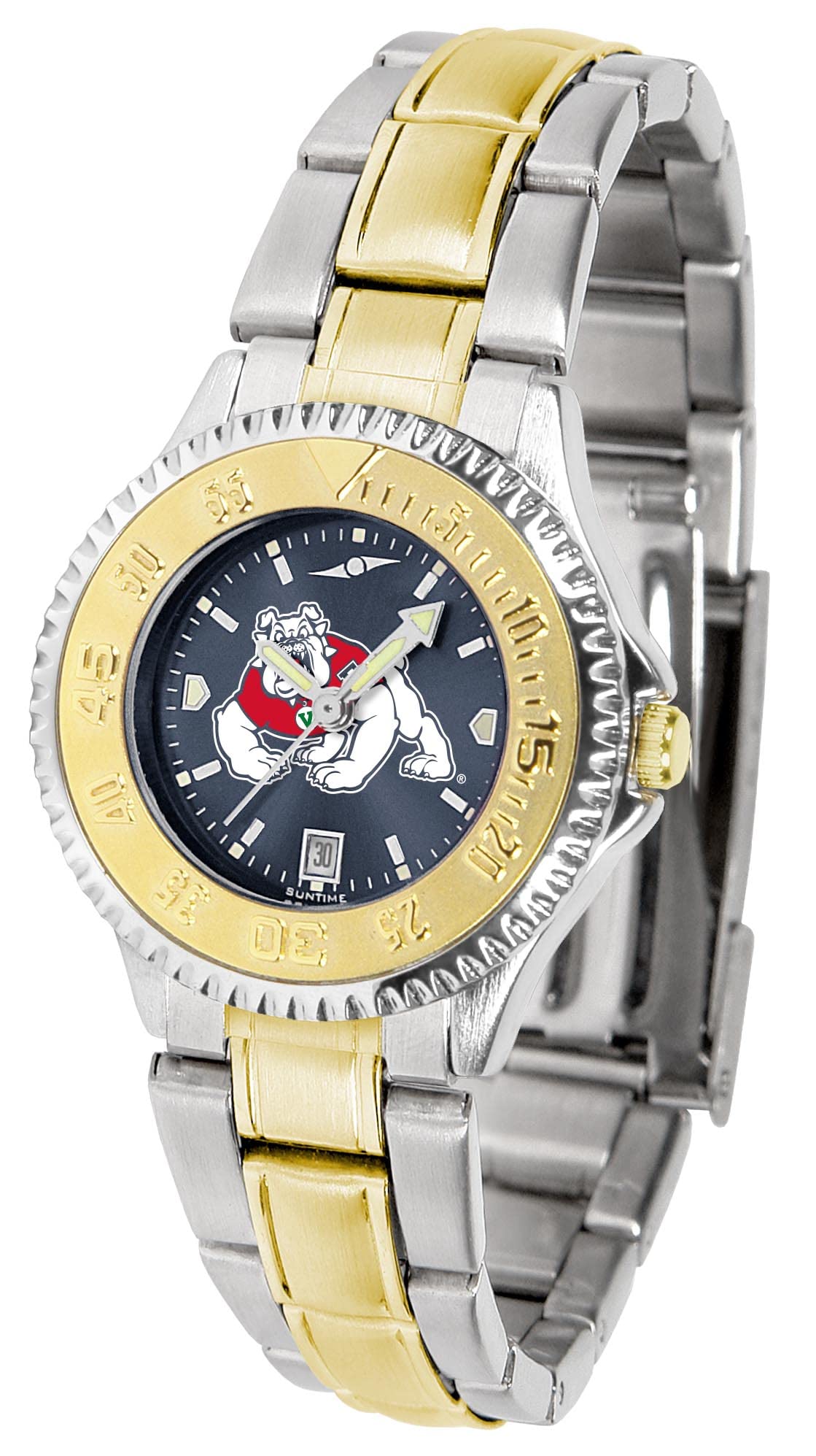 Sun Time Fresno State Bulldogs Women's Competitor Two-Tone Anochrome Watch - Stainless Steel Band - Perfect for Game Days, School Spirit & Everyday Wear