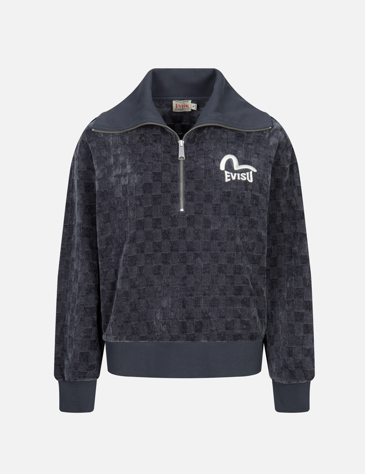 Seagull & Logo Embroidered Half Zip Cropped Sweatshirt for Women - Trendy Streetwear Pullover for Casual Outings & Fall Layering
