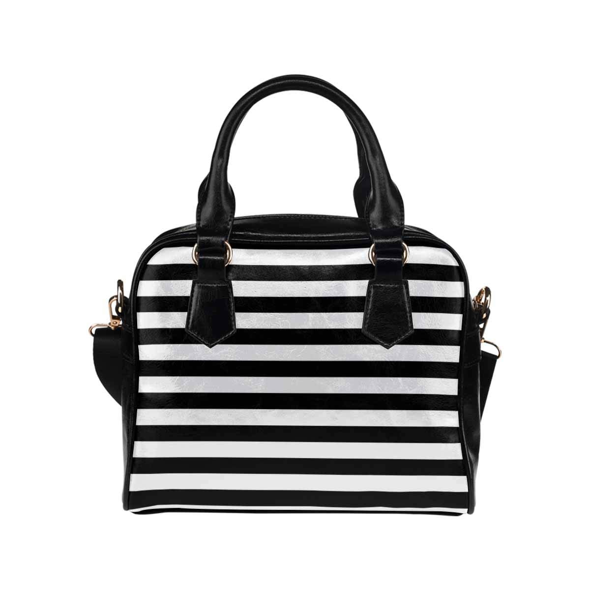 Stylish Black & White Striped PU Leather Handbag for Women - Crossbody Shoulder Purse - Perfect for Work, Travel, and Everyday Use