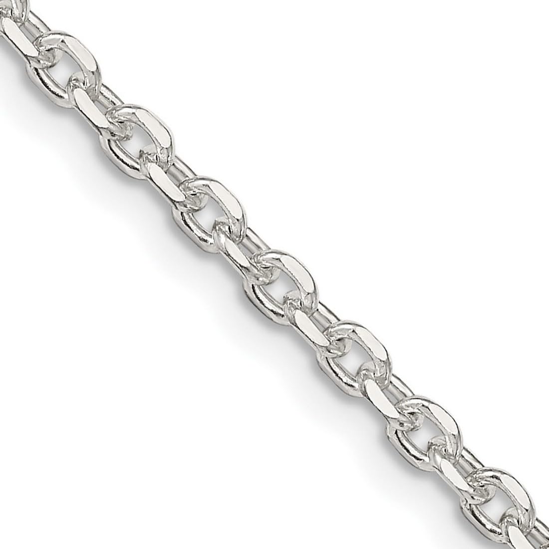 925 Sterling Silver Polished Beveled Edge 2.75mm Cable Chain Necklace with Lobster Claw Clasp - Unisex Jewelry for Women & Men - Perfect for Gifts, Weddings, and Everyday Wear
