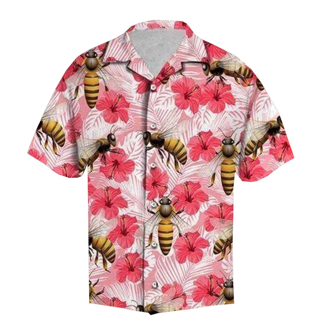 Vibrant Hibiscus Men's Hawaiian Shirt - Tropical Floral Print Short Sleeve Button Down Shirt for Summer Beach Vacation, Luau Party & Casual Wear - Set of 25