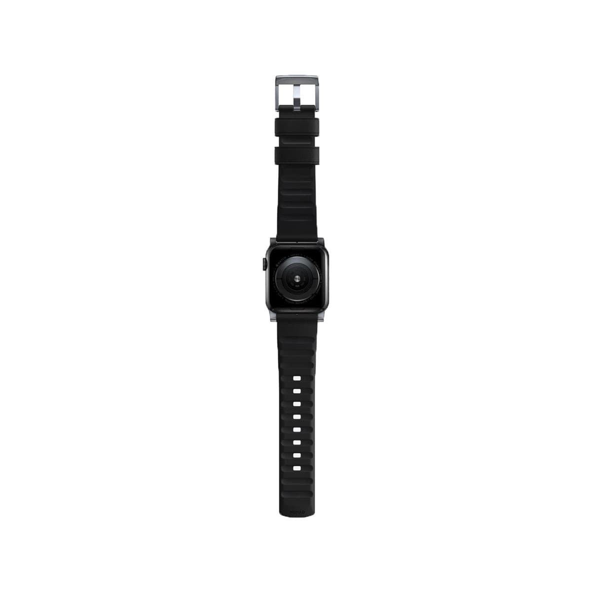 Nomad Active Band Pro 45mm/49mm Silver Hard Case with Black Leather Strap - Durable Smartwatch Band for Apple Watch Series 8/7/SE, Perfect for Workouts, Outdoor Adventures & Everyday Wear
