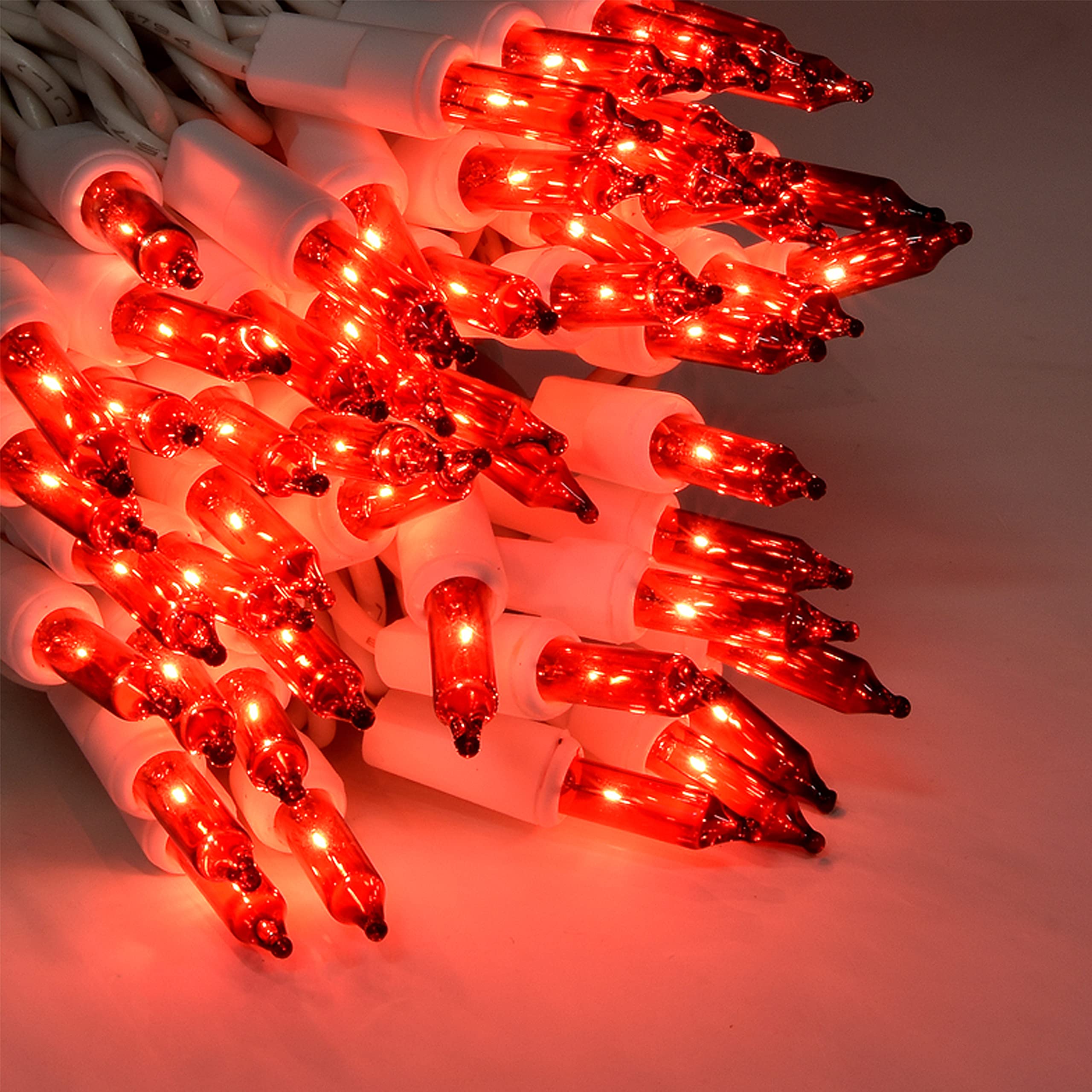 100 LED Red Christmas Lights with 20.6ft White Wire - Indoor/Outdoor Holiday String Lights for Xmas Tree, Wedding, Halloween, Valentine's Day Decorations (UL Certified) - Perfect for Home, Party, and Seasonal Celebrations