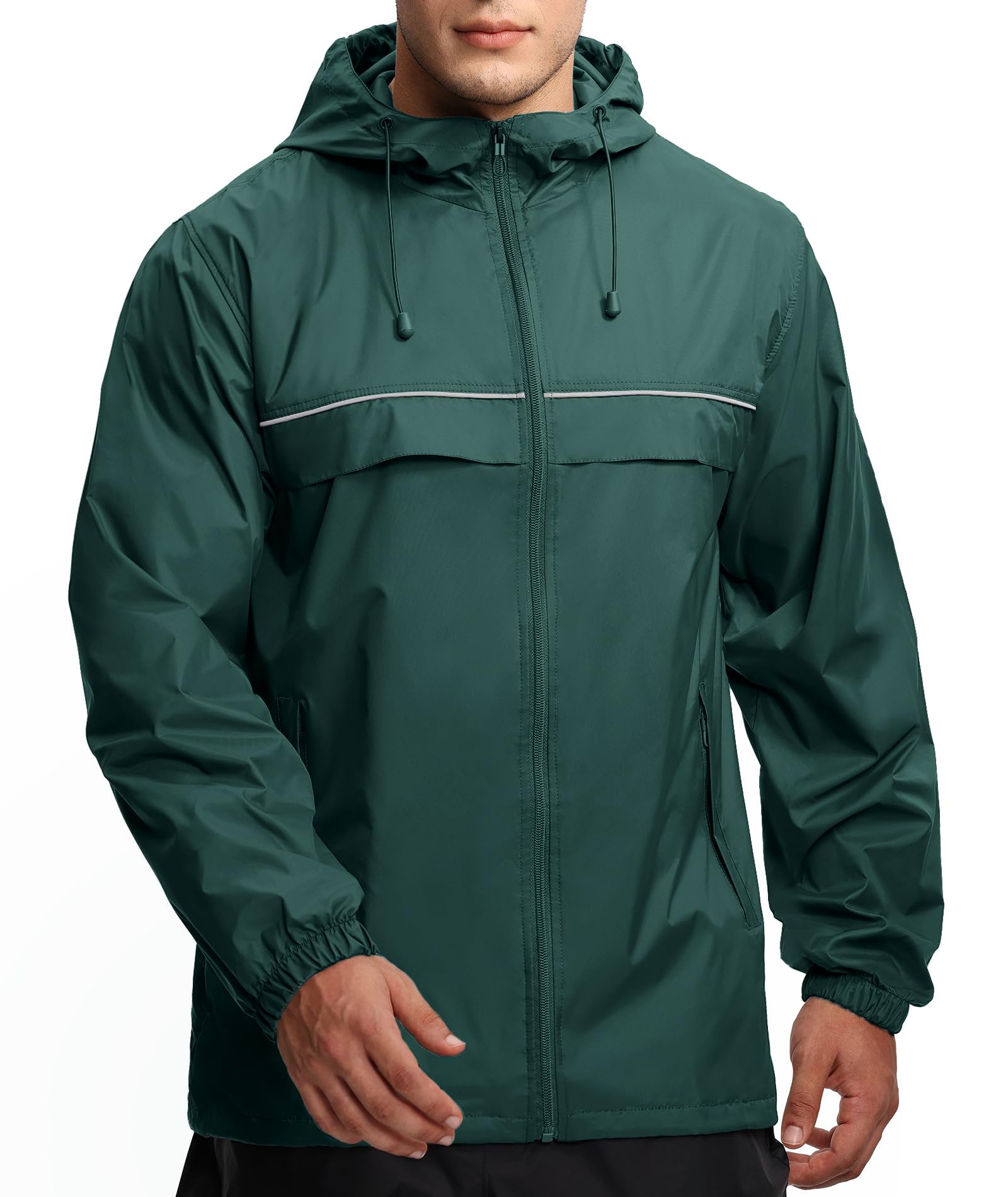 Men's Waterproof Hooded Rain Jacket - Lightweight for Hiking & Travel