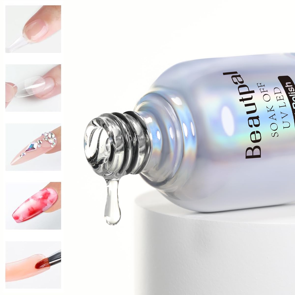Beautpal 5-in-1 Nail Glue Gel for Acrylic Nails & Press On Nails - Long Lasting UV/LED Curing Nail Extension Glue with Strong Adhesion - Perfect for Nail Tips, False Nails & Nail Repair - Salon Quality & DIY Home Manicure