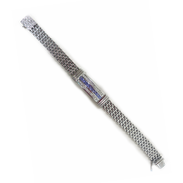 14K White Gold Men's Tanzanite Bracelet - Elegant Handmade Jewelry for Gifts, Anniversaries & Special Occasions