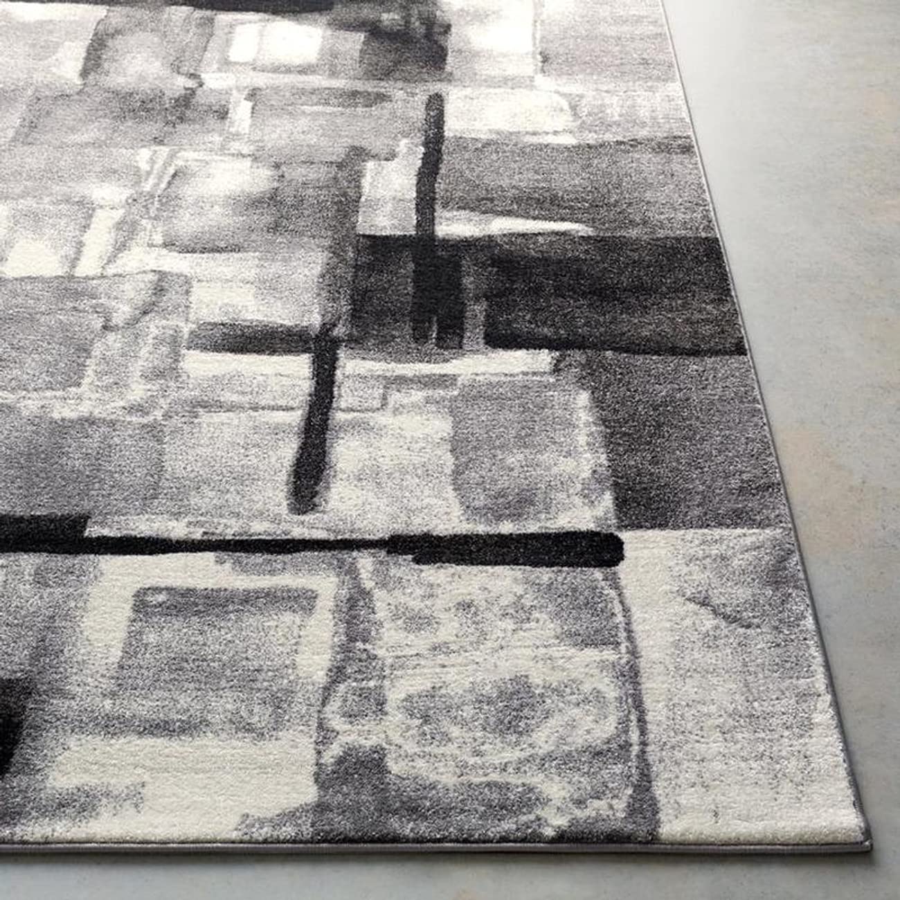Mark&Day 5x7 Modern Black & Beige Area Rug - Soft Non-Slip Living Room Carpet, Bedroom Rug, Kitchen Floor Mat (5'3