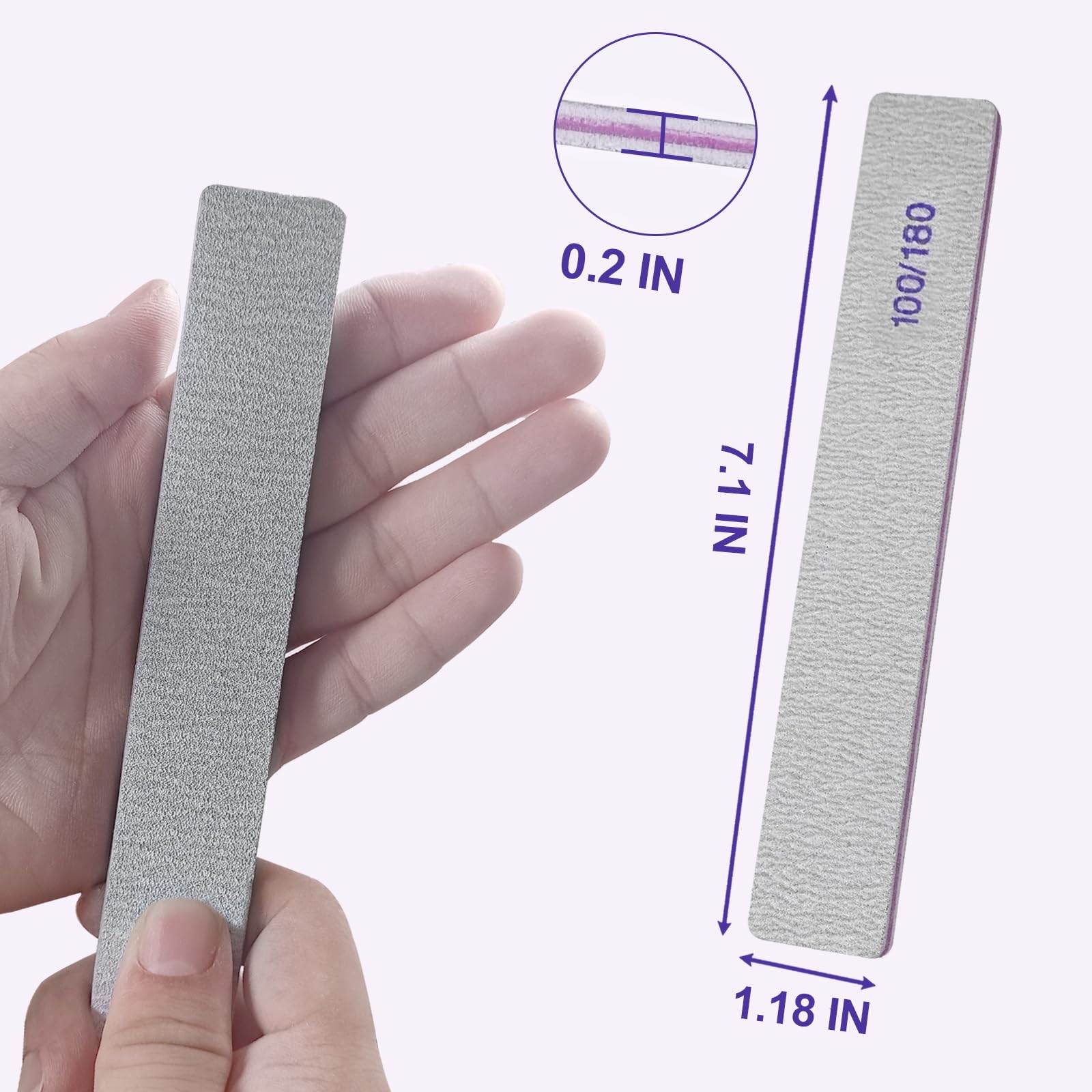 24 Pack Professional Nail Files - 100/180 Grit Double Sided Emery Boards for Natural & Acrylic Nails | Reusable Manicure Tools for Home Salon & Travel Nail Care