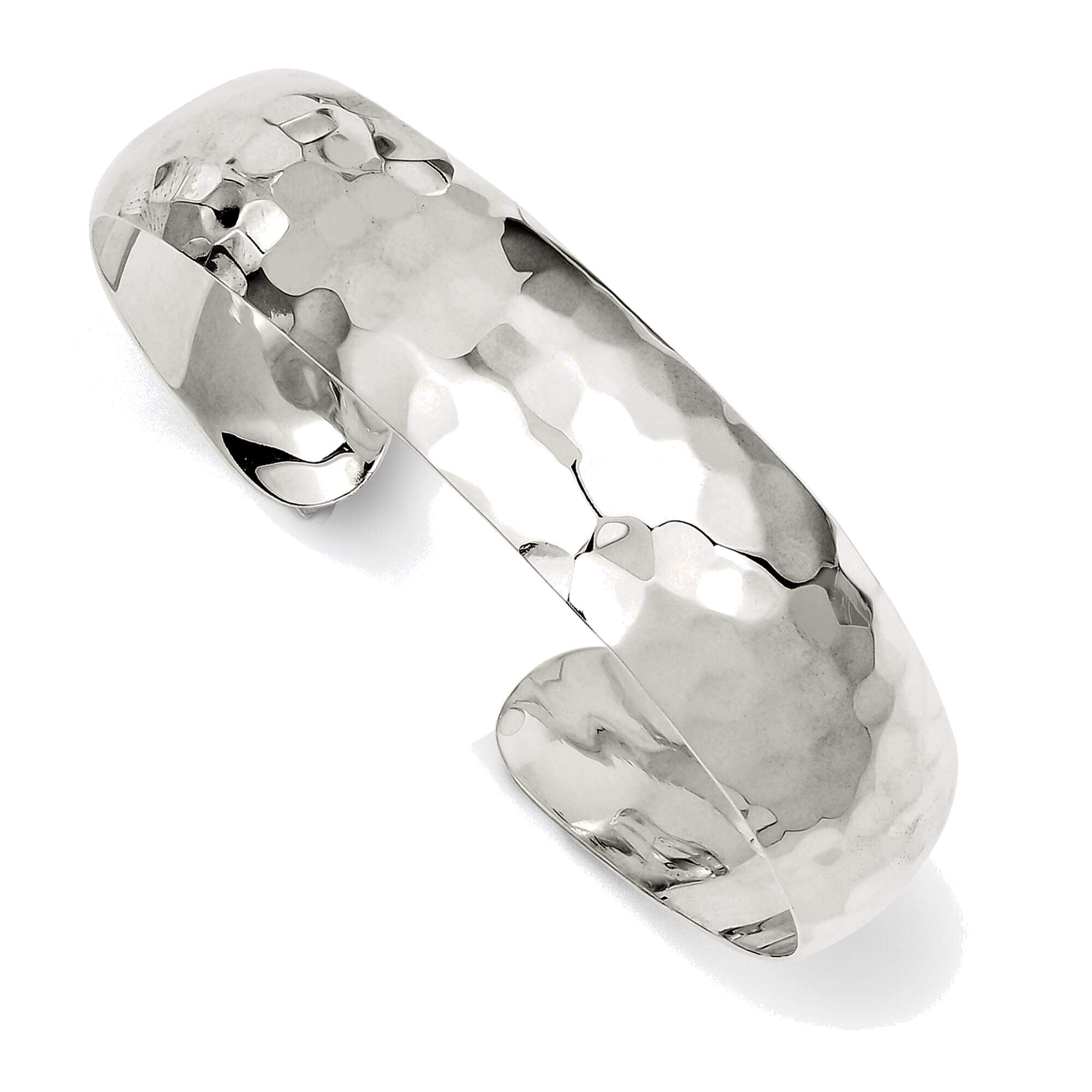 Bonyak Solid Sterling Silver 13.5mm Hammered Cuff Bangle Bracelet for Women - Elegant Handmade Jewelry Gift for Birthday, Anniversary & Special Occasions