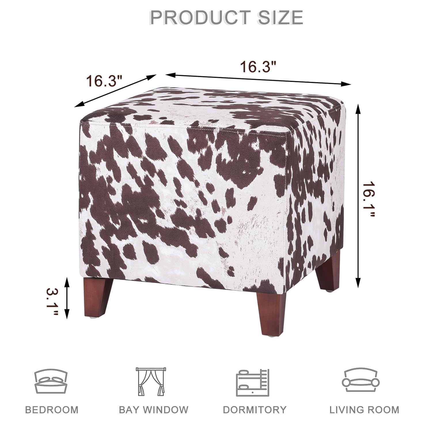 Square Cube Ottoman - 16 Inch Small Footstool with Large Load Capacity, Foot Rest for Living Room, Perfect for Relaxing, Reading & Home Decor