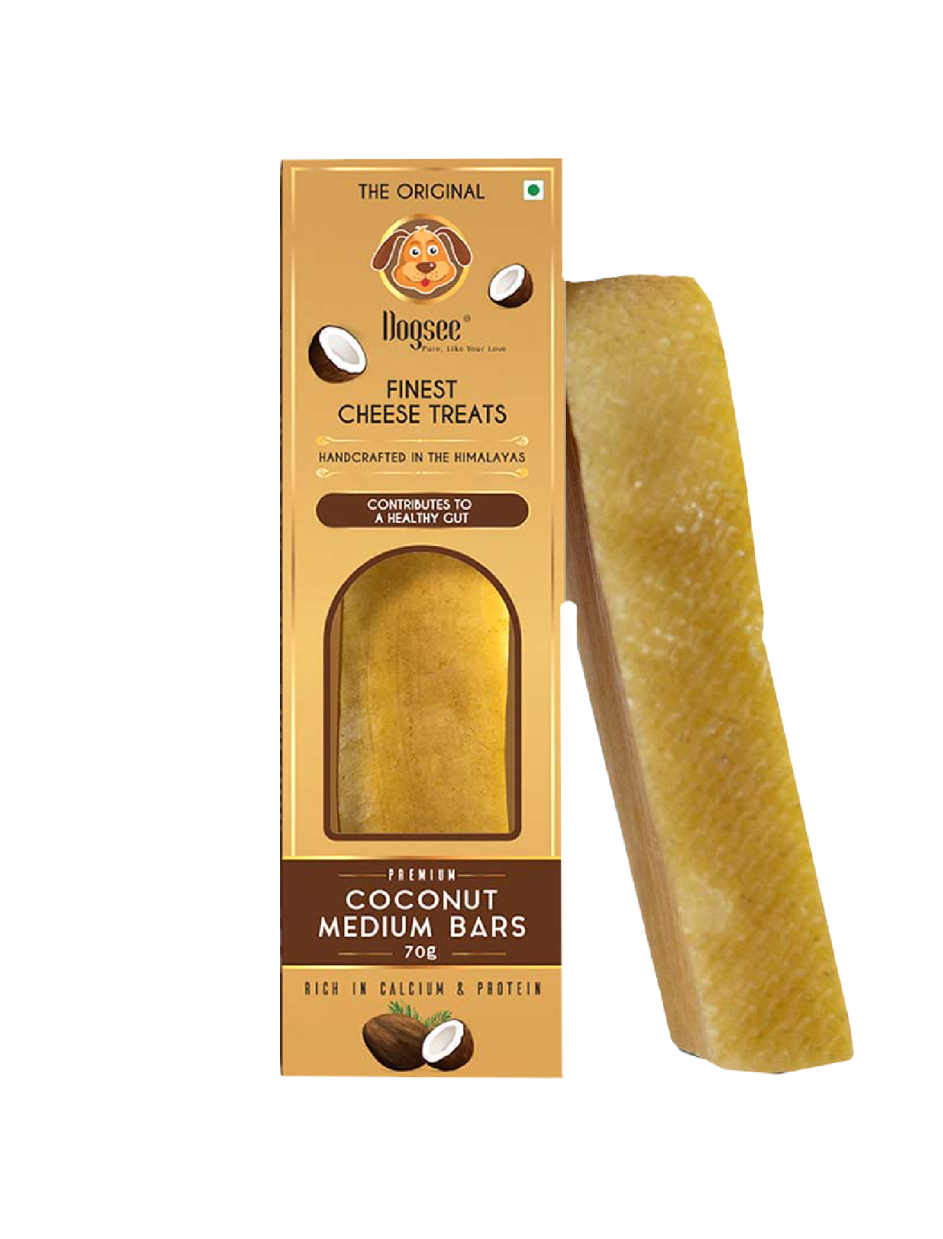 Natural Himalayan Yak Cheese Dog Chews with Coconut - 70g Healthy Dog Treats for Teeth Cleaning & Long-Lasting Chewing - Perfect for Puppies & Adult Dogs