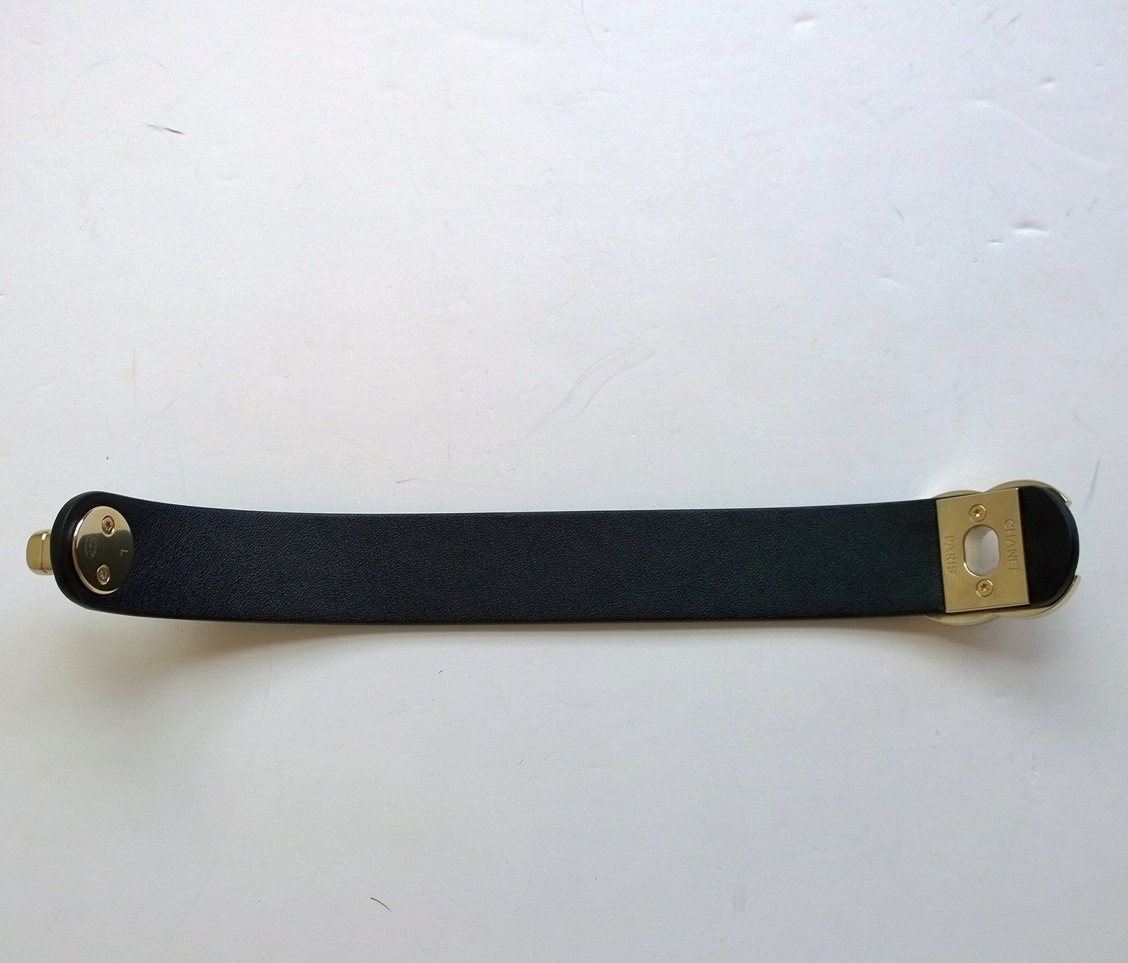 Chanel CC Cuff Bracelet in Black Leather with Gold Logo - Luxury Fashion Jewelry for Women - Perfect for Parties, Weddings & Special Occasions