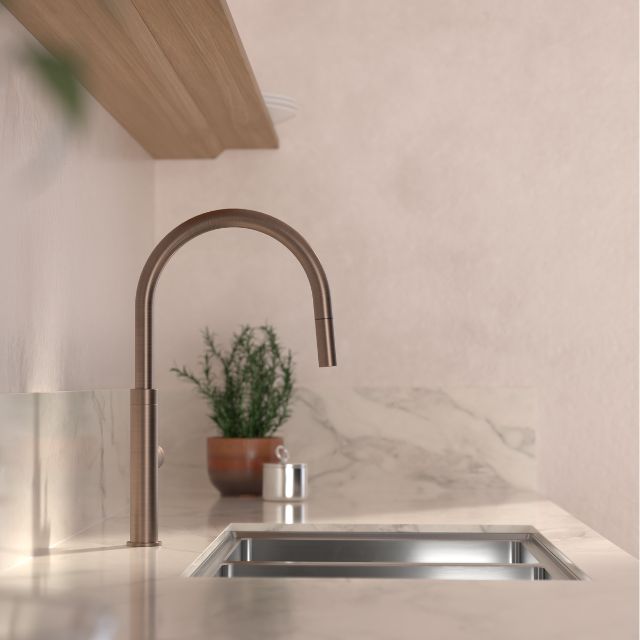 Caroma Liano II Pull-Out Kitchen Sink Faucet in Brushed Bronze Finish - Perfect for Modern Farmhouse & Contemporary Kitchen Designs