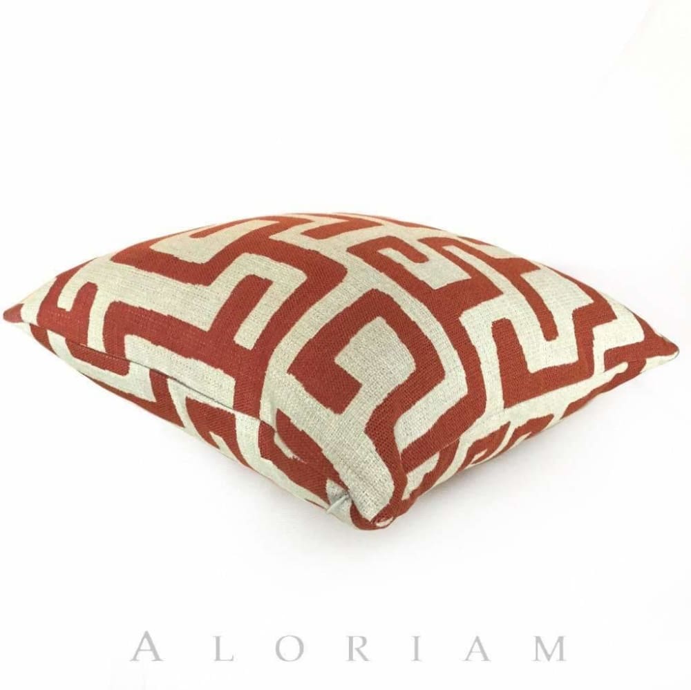 Robert Allen Maze Along Saffron Orange Ivory Ethnic Tribal Geometric Pillow Cover - Bohemian Home Decor for Living Room, Bedroom & Sofa