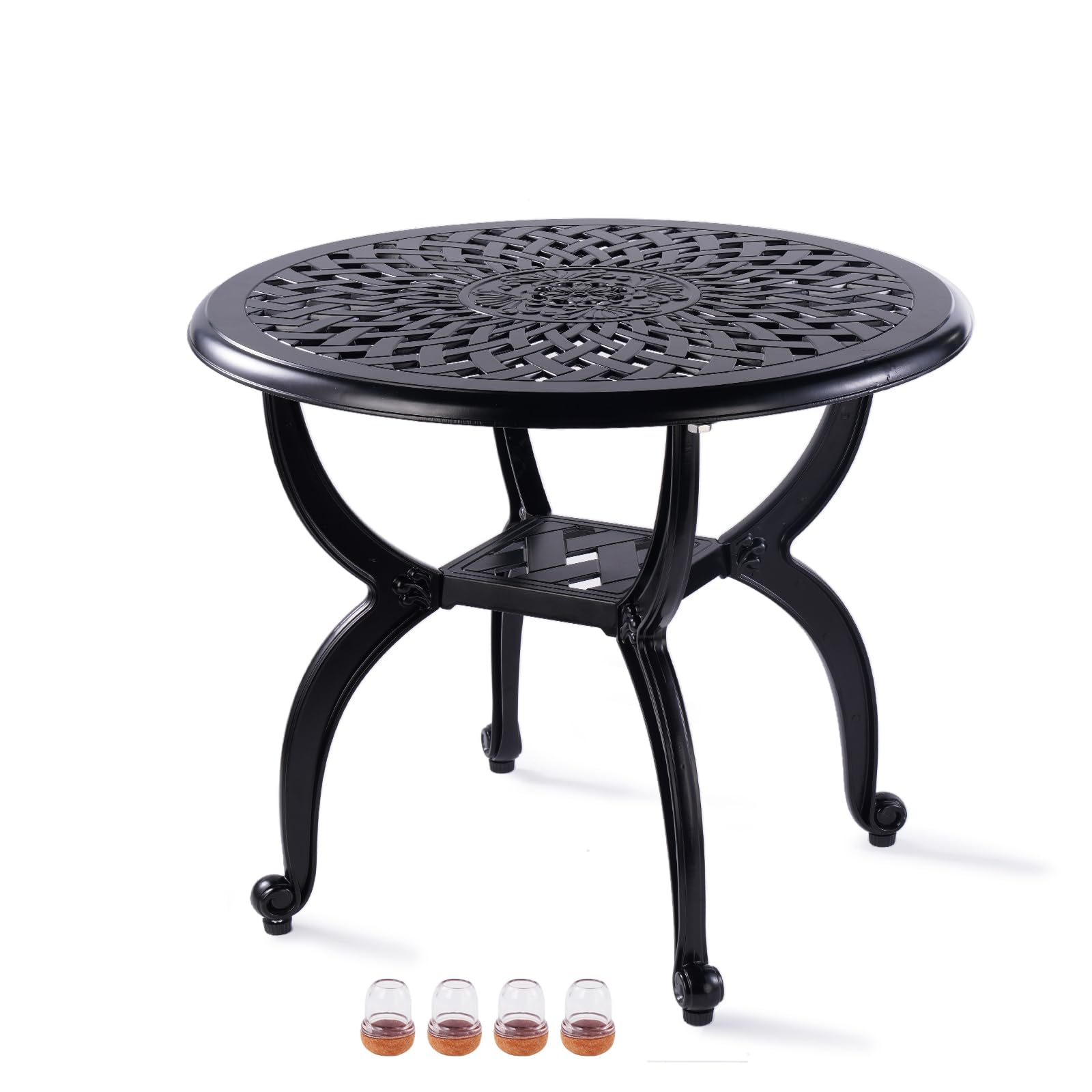 Rustproof Cast Aluminum Outdoor Side Table - Small Round Patio Table for Bistro, Garden, Sofa & Deck Use - Weather-Resistant Metal Side Table for Outdoor Living Spaces