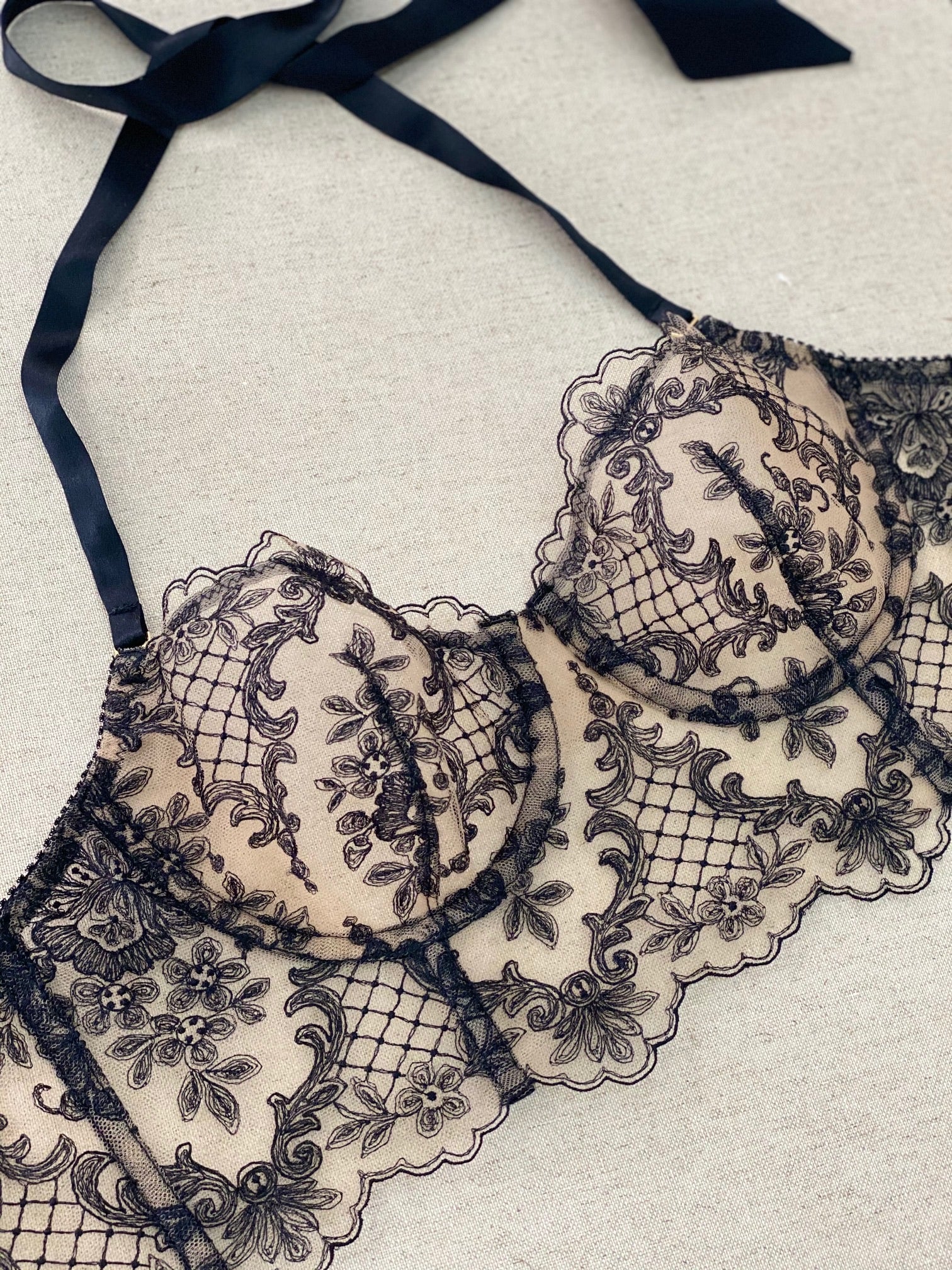 Joy Proctor French Embroidery Lingerie Set for Women - Elegant Lace Underwear with Matching Bra & Panty - Perfect for Date Night, Bridal Shower & Special Occasions