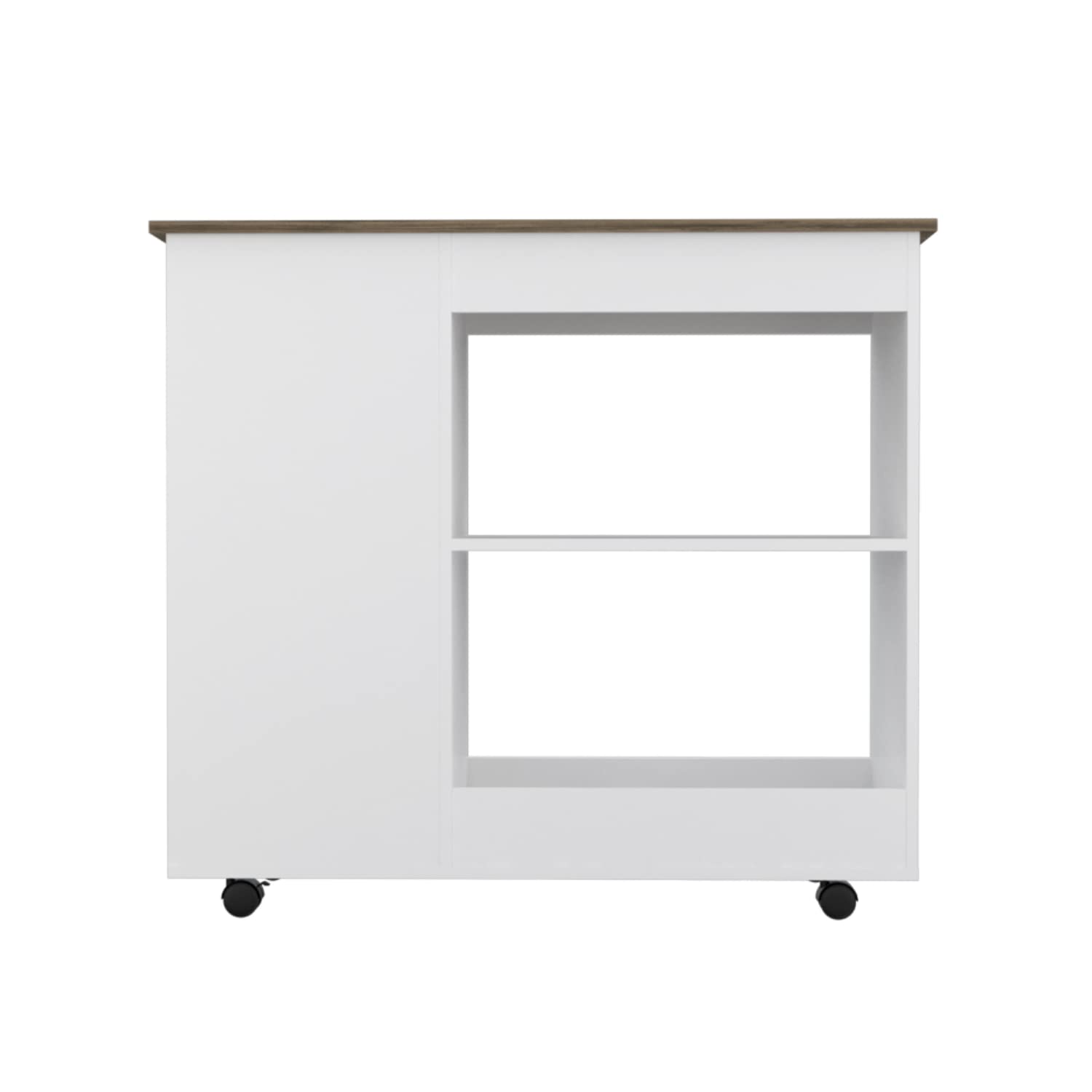 White/Dark Brown Rolling Kitchen Cart with 5 Shelves & Locking Casters - Portable Storage Island for Small Spaces, Apartment Cooking, Pantry Organization & Dining Room Serving